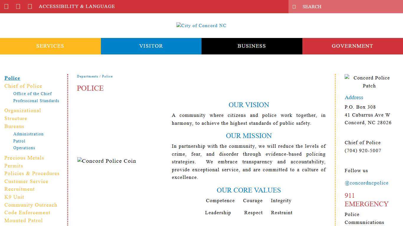 City of Concord NC > Departments > Police