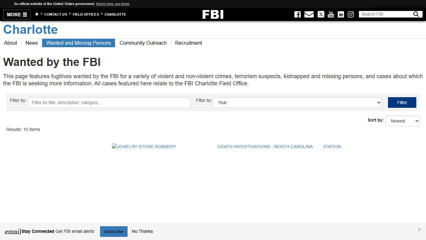 Wanted and Missing Persons — FBI